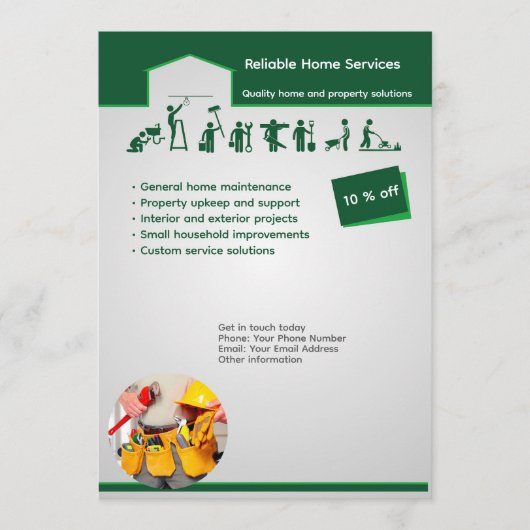 Invitation Professional Home Maintenance Flyer Template (Devant)