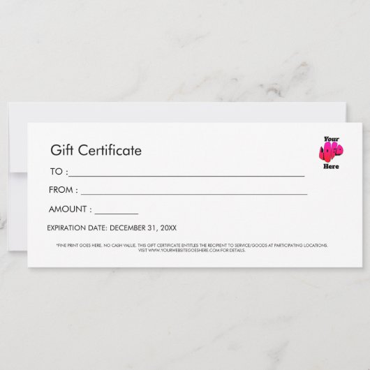 Invitation Professional Simple Custom Logo Gift Certificate (Devant)