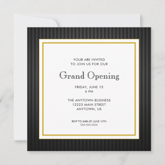 Invitation Professionnel d'ouverture | Noir & Or (Devant)