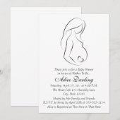 Invitation Profil de femme enceinte Baby shower cardiaque Inv (Devant / Derrière)