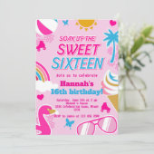 Invitation Profitez du Sweet 16 Pool Party Anniversaire été (Debout devant)