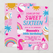 Invitation Profitez du Sweet 16 Pool Party Anniversaire été (Devant / Derrière)