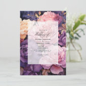 Invitation Profond violet, lavande et Rose or Mariage Floral (Debout devant)