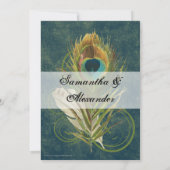 Invitation Profonde Turquoise Peacock Feather Wedding Invitat (Dos)