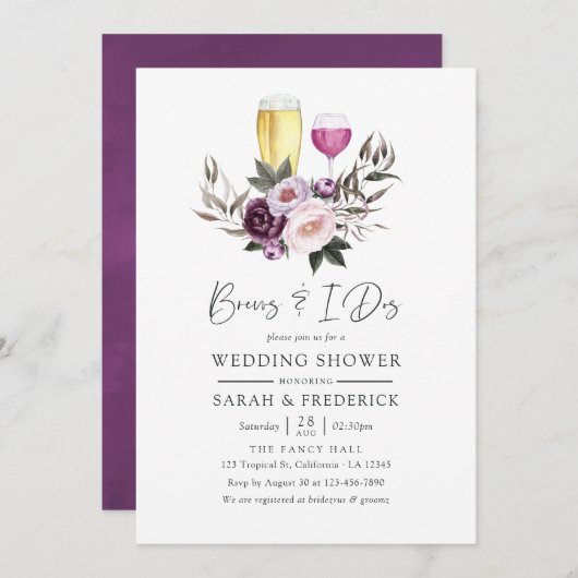 Invitation Profonds mélanges floraux de velours avant les je  (Devant / Derrière)