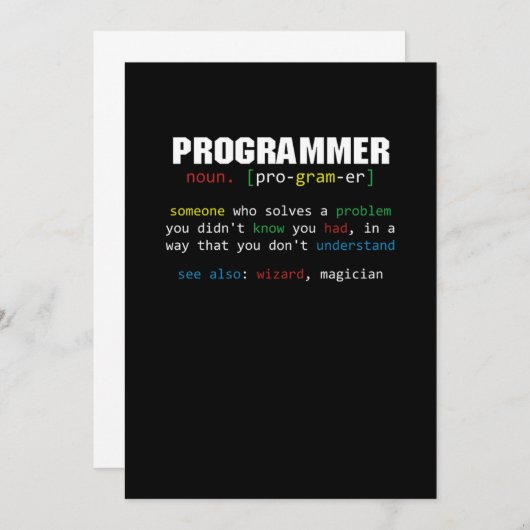 Invitation Programmer Définition Coder Programmation Coding G (Devant / Derrière)