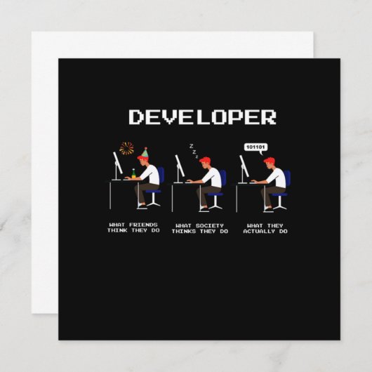 Invitation Programmeur développeur Coder ordinateur Geek Nerd (Devant / Derrière)