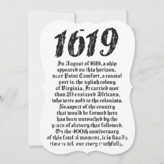 Invitation Projet 1619 Établissement de l'histoire des Noirs 