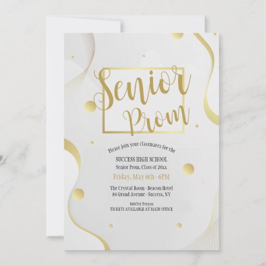 Invitation Prom blanc et or (Devant)