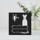 Invitation Prom High School Dance Formel Blanc Noir Cravate (Debout devant)