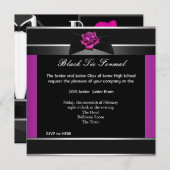 Invitation Prom High School Dance Formelle rose Cravate noire (Devant / Derrière)