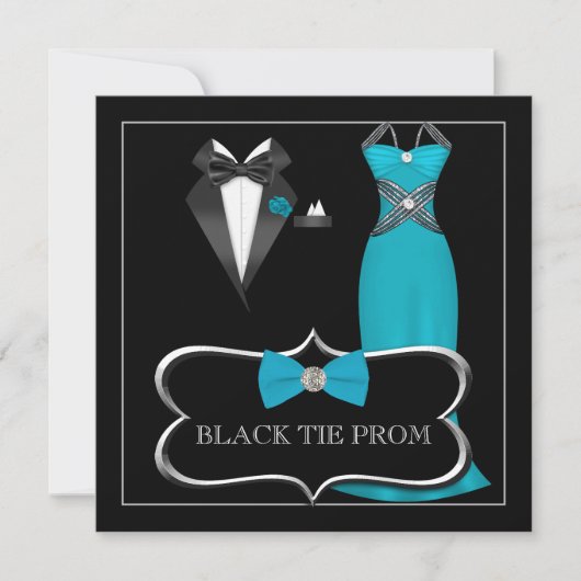 Invitation Prom High School Dance Formelle Rouge Noir Cravate (Devant)