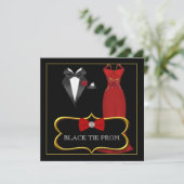 Invitation Prom High School Dance Formelle Rouge Noir Cravate (Debout devant)