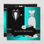 Invitation Prom High School Dance Formelle Turquoise Black Cr (Devant / Derrière)