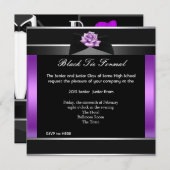 Invitation Prom High School Dance Formelle violet Cravate noi (Devant / Derrière)