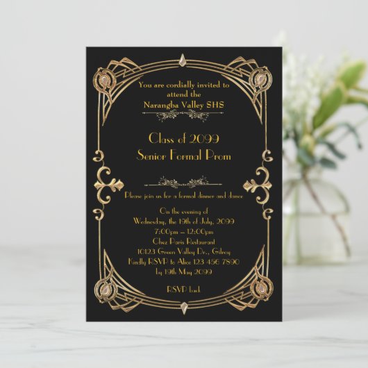 Invitation Prom invitant n'importe qui, style Gatsby, or part (Debout devant)