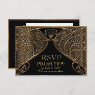 Invitation PROM RSVP, Grand Gatsby, or sur noir