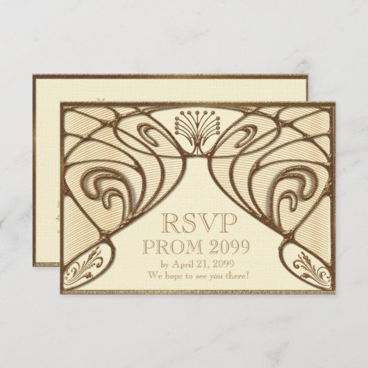 Invitation PROM RSVP, Great Gatsby, or sur ivoire (Devant / Derrière)