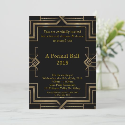 Invitation Prom senior formel, grand style Gatsby (Debout devant)