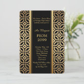 Invitation Prom Senior Junior, Black Gold Geometry Emperor (Debout devant)