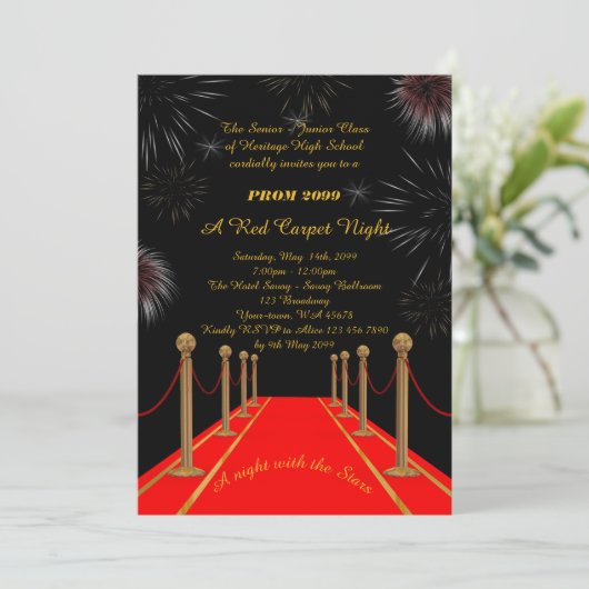 Invitation Prom Senior Junior, style Gatsby, nuit sur tapis r (Debout devant)