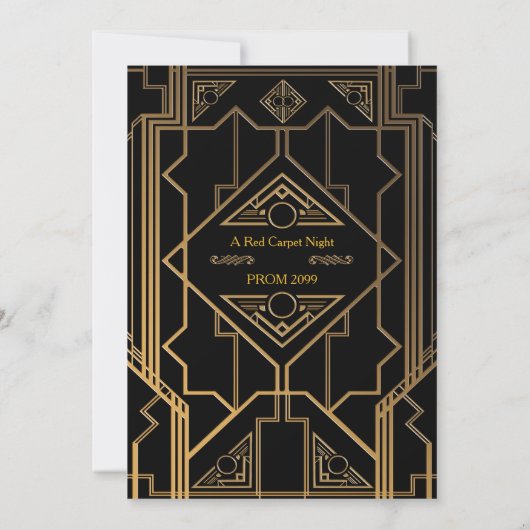Invitation Prom Senior Junior, style Gatsby, nuit sur tapis r (Dos)