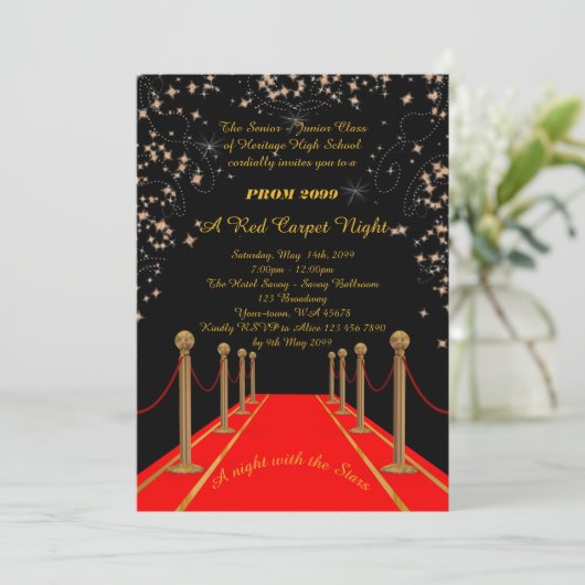 Invitation Prom Senior Junior, style Gatsby, nuit sur tapis r (Debout devant)