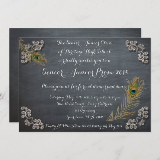 Invitation Prom Senior Junior, tableau de bord, écriture manu (Devant / Derrière)