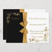 Invitation Prom,Seventeen Prom,élégant,ruban or (Devant / Derrière)