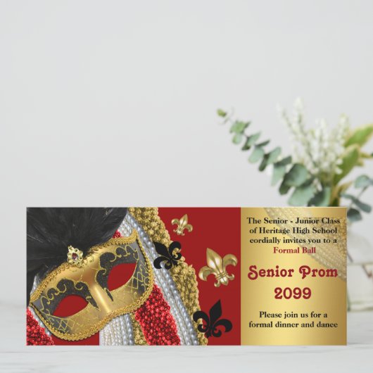 Invitation Prom Style de billet,Masquerade,chic,te (Debout devant)