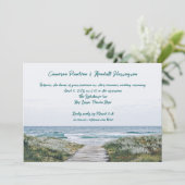 Invitation Promenade Côtière Mariage Plume Manuscrite (Debout devant)