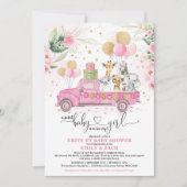 Invitation Promenade d'animaux de Safari en or rose doux par  (Devant)