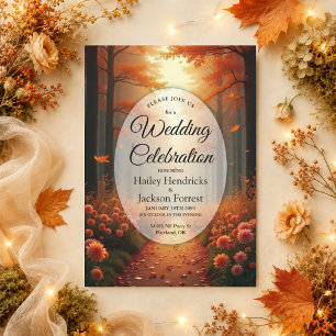Invitation Promenade de mariage dans les bois en automne aux
