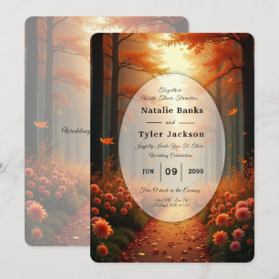 Invitation Promenade de mariage en automne dans les bois de l