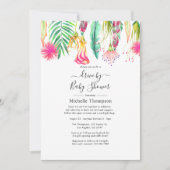Invitation Promenade D'Été Tropicale Rose Chaud Par Douche (Devant)