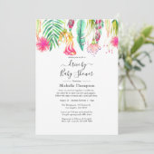 Invitation Promenade D'Été Tropicale Rose Chaud Par Douche (Debout devant)