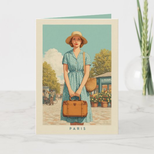 Invitation Promenade d'été vintage à Paris (Devant)