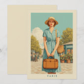 Invitation Promenade d'été vintage à Paris (Devant / Derrière)