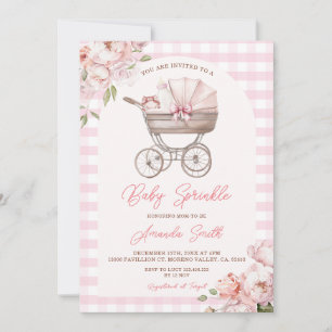 Invitation Promenade en gingham rose Fille florale Baby Sprin