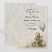 Invitation Promenade en vélo d'un ours en peluche fantaisiste (Devant / Derrière)