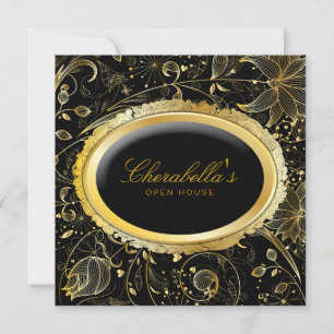 Invitation Promo de l'élégante maison ouverte Gold Floral Sal