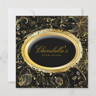 Invitation Promo de l'élégante maison ouverte Gold Floral Sal