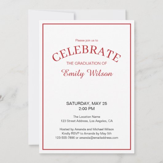 Invitation Promotion 2025 Emblème Rouge Blanc Fête de Remise  (Dos)