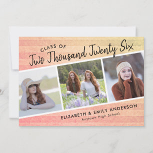 Invitation Promotion 2026 3 Photos Graduation Rustique