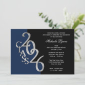 Invitation Promotion 2026 Argent Noir avec Option de Couleur (Debout devant)
