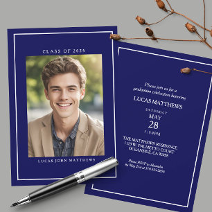 Invitation Promotion 2026 Bleu Nuit Classique Photo de fin d'