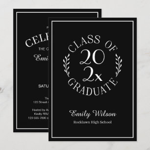 Invitation Promotion 2026 Chic Fête de fin d'études Noir