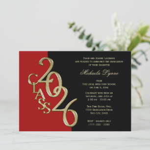 Invitation Promotion 2026 Or Noir avec Option de Couleur