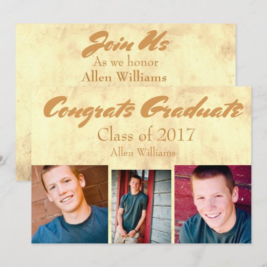 Invitation Promotion 20XX Diplômé d'or (Devant / Derrière)