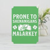 Invitation Prone to Shenanigans and Malarkey St Patrick's Day (Debout devant)